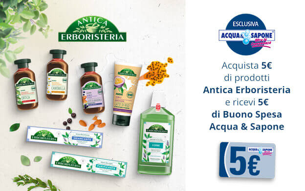 Antica Erboristeria ti regala il buono spesa in Acqua & Sapone
