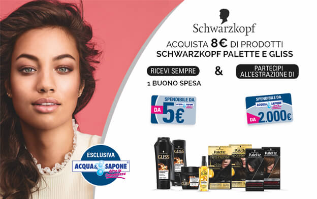 Schwarzkopf ti regala la spesa in Acqua & Sapone
